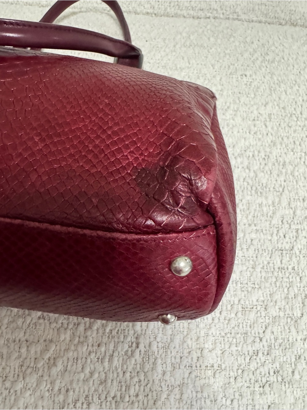 Longchamp Gatsby Satchel Red Python Embossed Twist Lock Structured Purse France - Picture 13 of 16